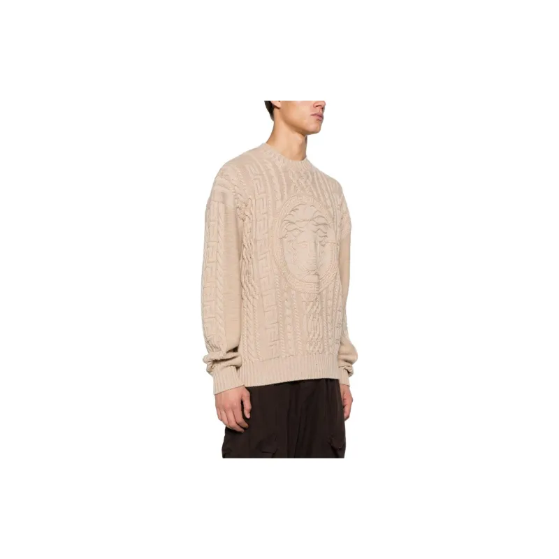 VERSACE Medusa Cable-Knitted Crewneck Jumper-3