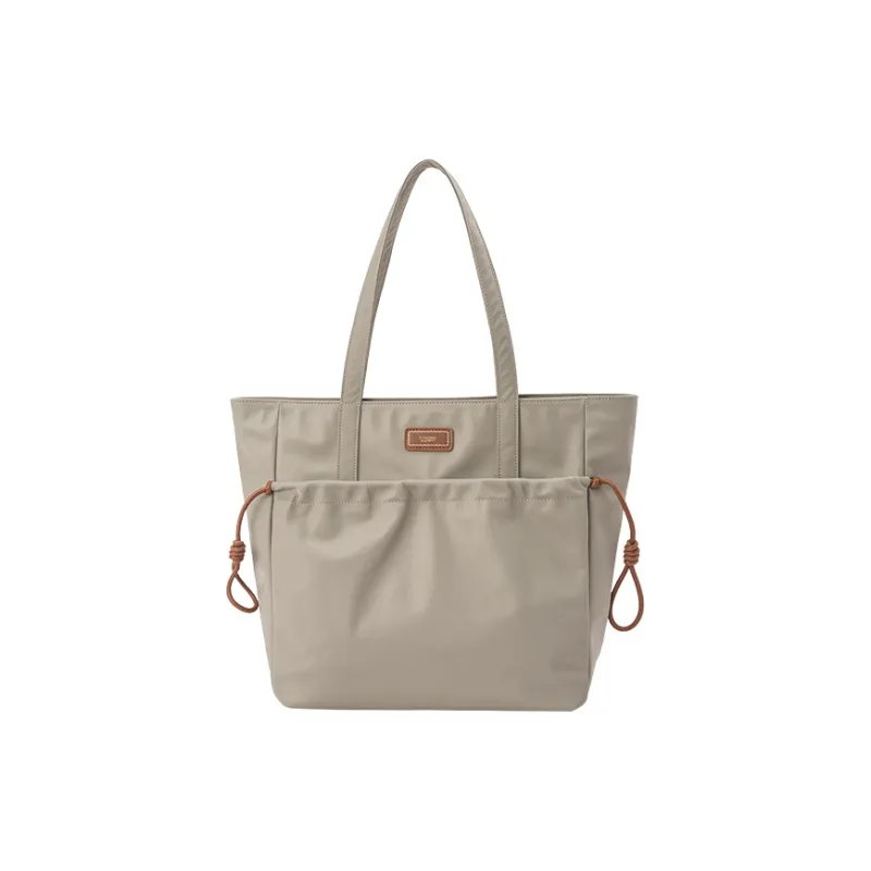 SEM/R Polyester Tote Bag Shopping Bag Shoulder Bags Large Size Women's Khaki/Black-0