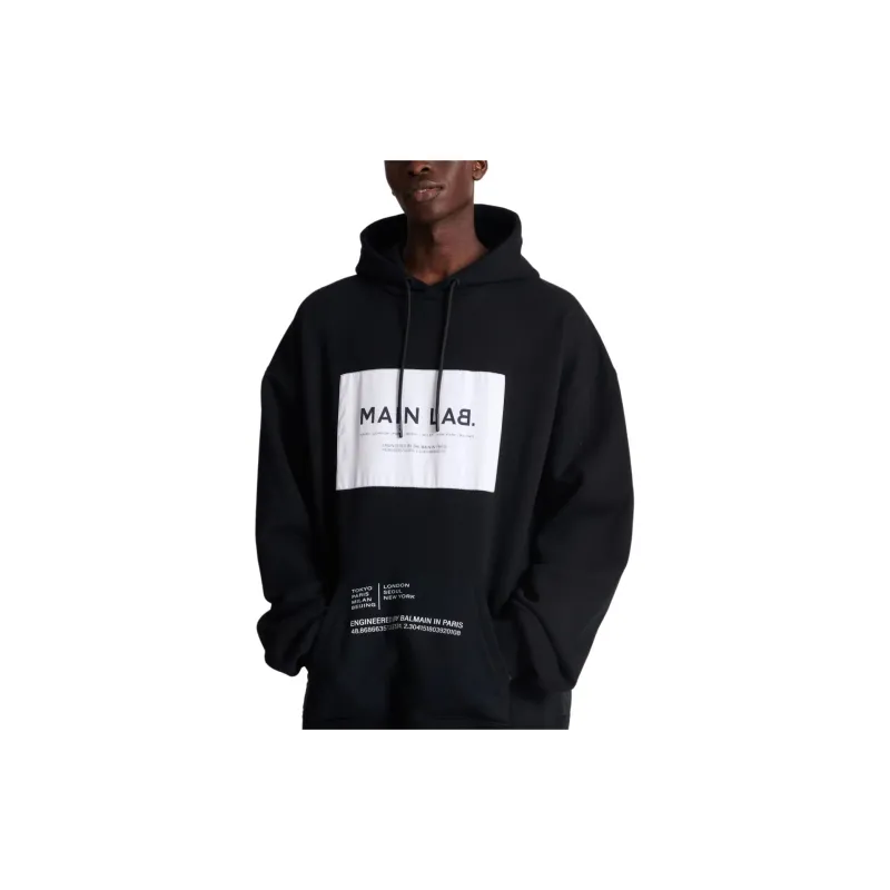 BALMAIN Drawstring Logo Printed Hoodie-2