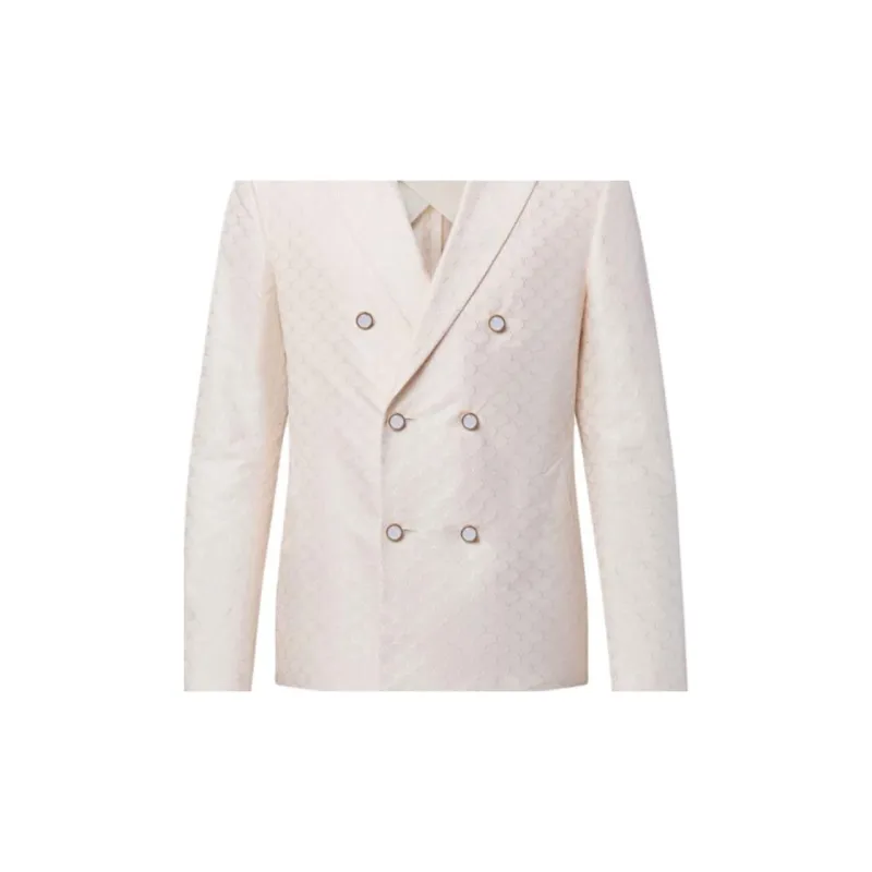 LOUIS VUITTON Double Breasted Silk And Cotton Blend Tailored Jacket-4