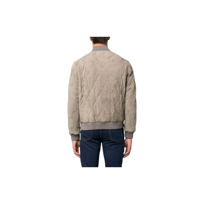 CANALI Leather Jacket Men's Beige Sand-2
