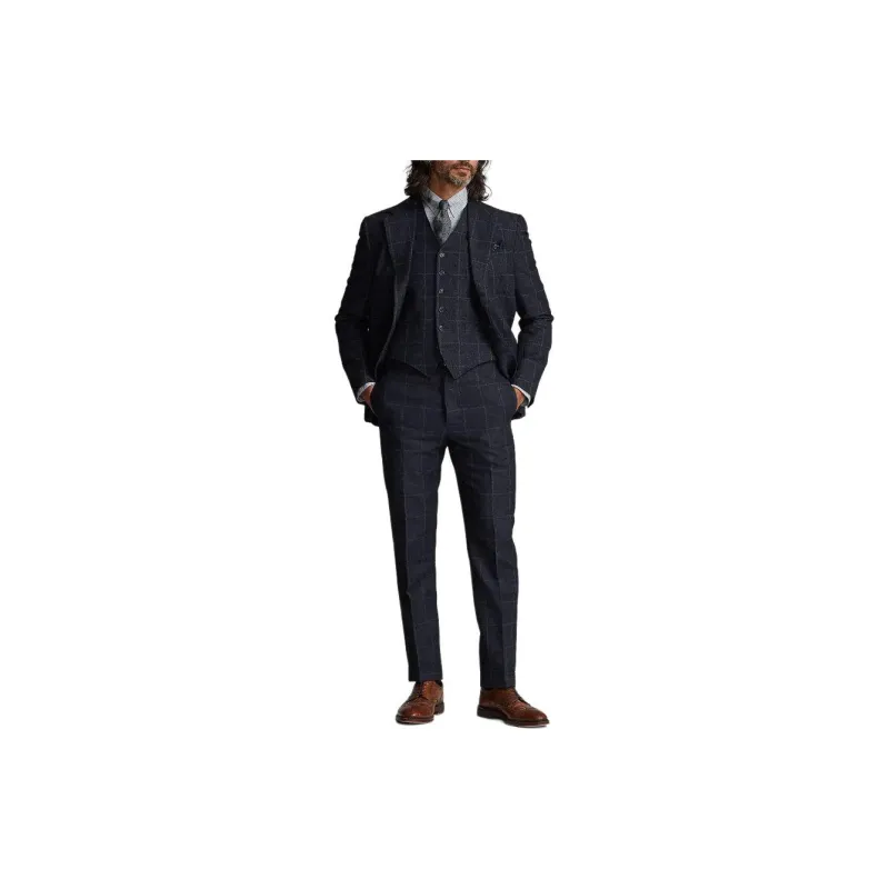 Polo Ralph Lauren Slim Windowpane Linen-Blend Suit Trouser Casual Pants Men's Gray-3