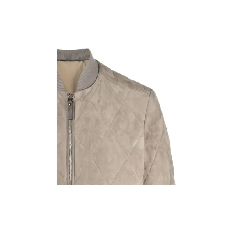 CANALI Leather Jacket Men's Beige Sand-4