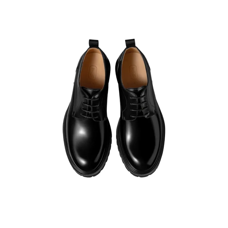 THOM WILLS Cleanfit Shiny Chunky Derby Shoes Casual Shoes 4.7cm Men's Black-2