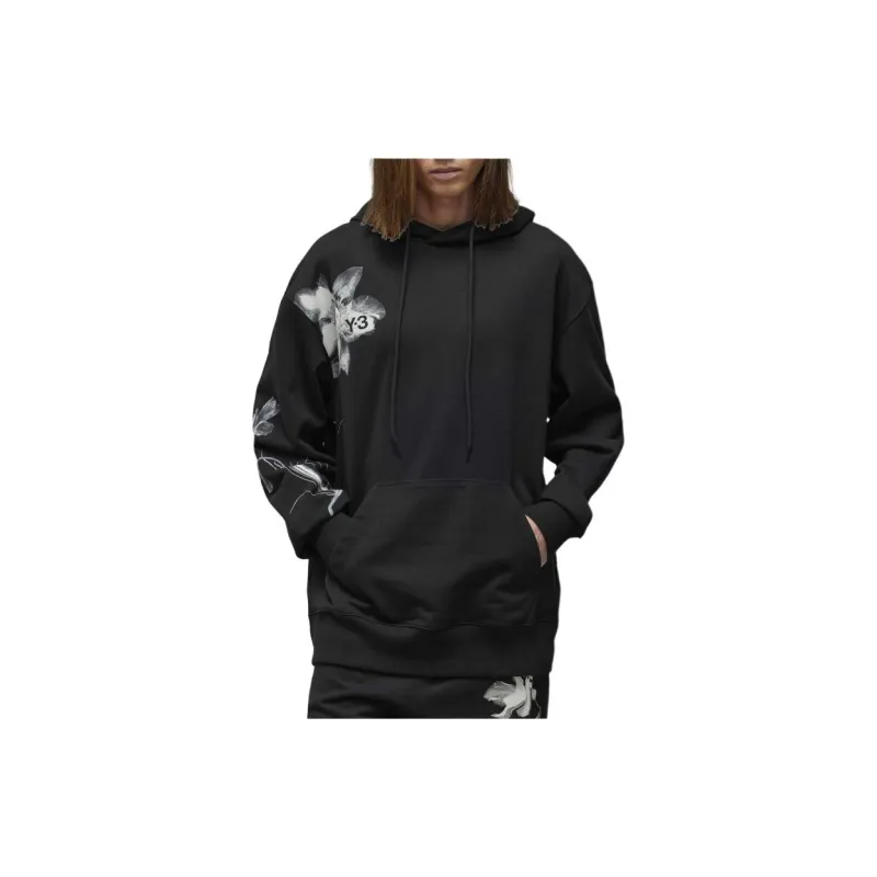 Y 3 Logo Printed Drawstring Hoodie-1