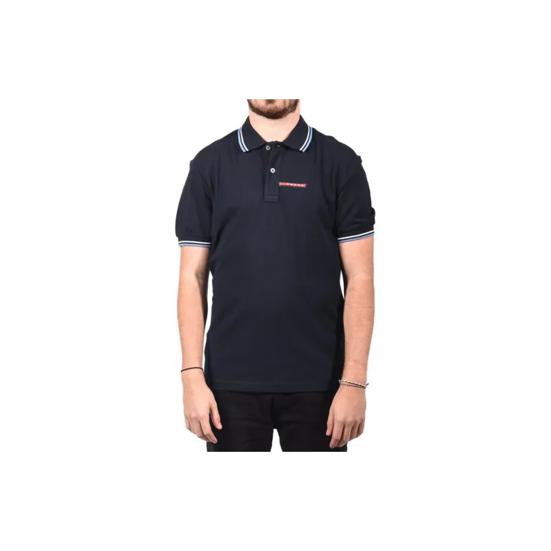 PRADA Polo Shirts Men Blue Black-2
