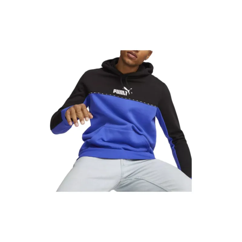 PUMA ESS BLOCK X TAPE HOODIE FL Sweatshirt Men's Blue-2