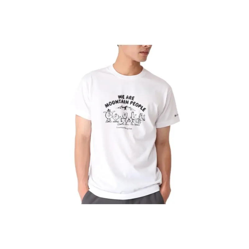Columbia Crew Neck Fitted Short-Sleeved T-Shirt Men's White-1
