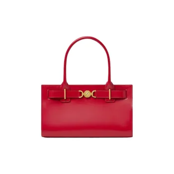 VERSACE Medusa '95 Cow Leather Tote Bag Shopping Bag Shoulder Bag Crossbody Bag Handbag Medium Size Women's Red