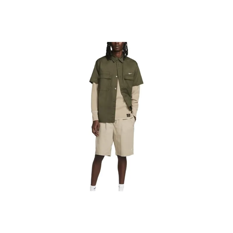 Nike Life Men's Woven Military Short Sleeve Button Down Shirt-2