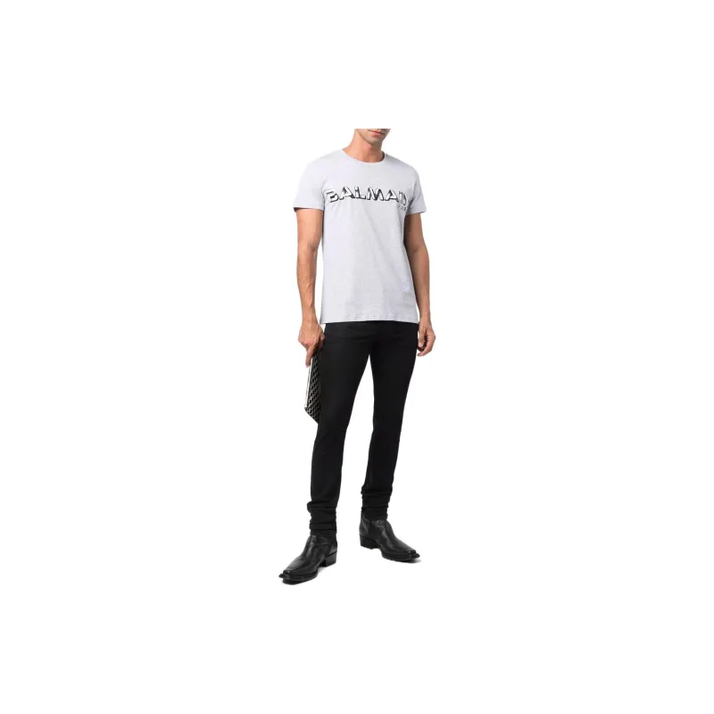 BALMAIN T-Shirts Men Gray-1