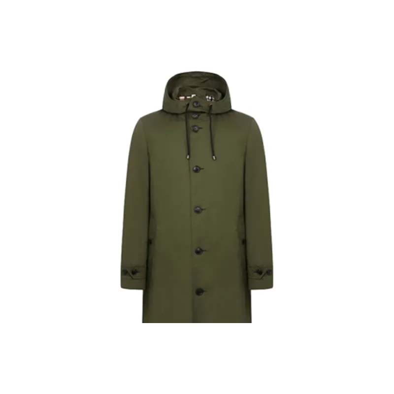 Burberry Trench Coats Men Army Green-3