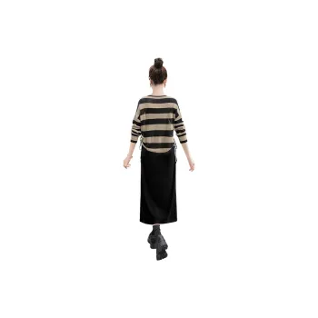 Cypress House Skirt Set Women's Black Coffee Stripes+Black