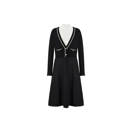 JZ. ANNAKRO Long-Sleeved Dresses Women's Plain Black