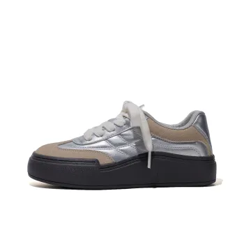 B10CROWN Wear resistant Lightweight Breathable And Non slip. Low Top Skateboard Shoes Women's Liquid Silver