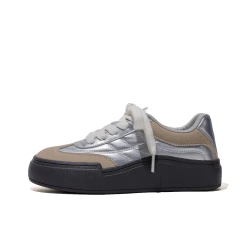 B10CROWN Skateboard Shoes Women's Low-Top Liquid Silver