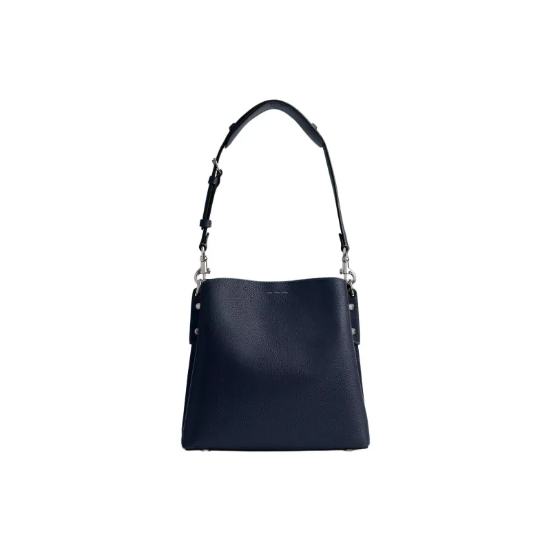 COACH Willow Polished Pebbled Leather Bucket Bag, Portable Crossbody Bag, Shoulder Bag Trumpets Women's Marine Blue-2