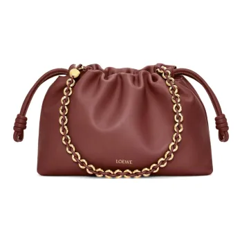 LOEWE Flamenco Soft Nappa Lambskin Handheld Crossbody Bag, Shoulder Bag Medium Size Women's Dark Brown