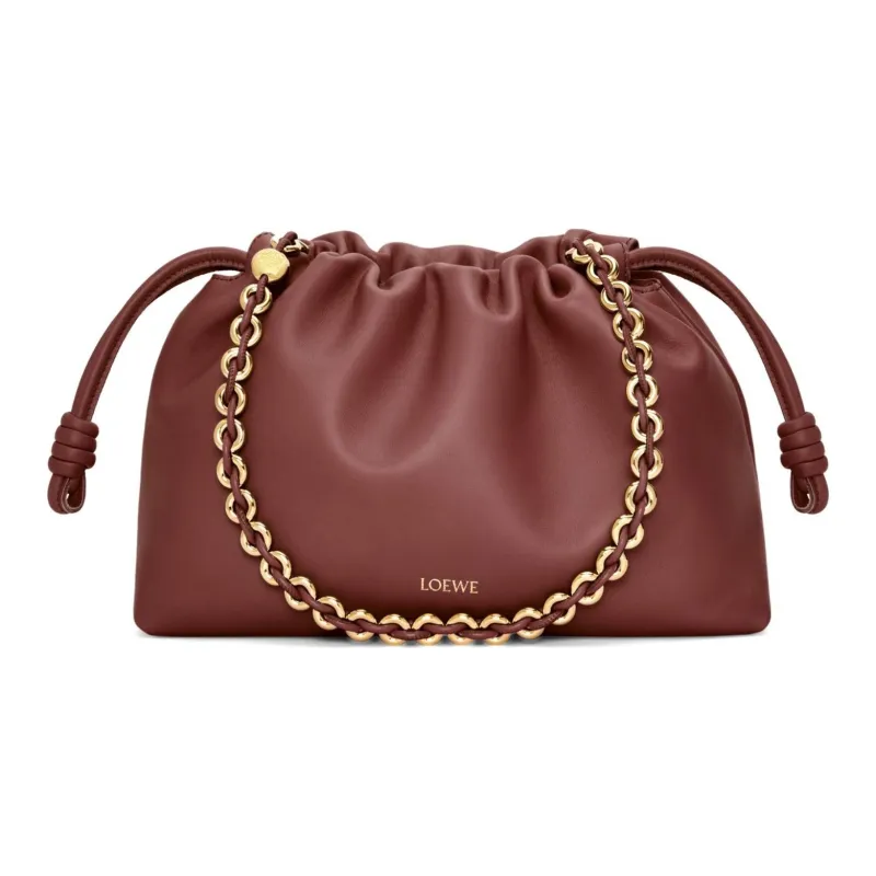 LOEWE Flamenco Soft Nappa Lambskin Handheld Crossbody Bag, Shoulder Bag Medium Size Women's Dark Brown-0
