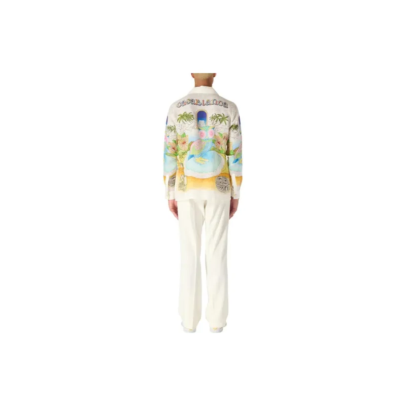 CASABLANCA Cuban Collar Long Sleeve Shirt-3
