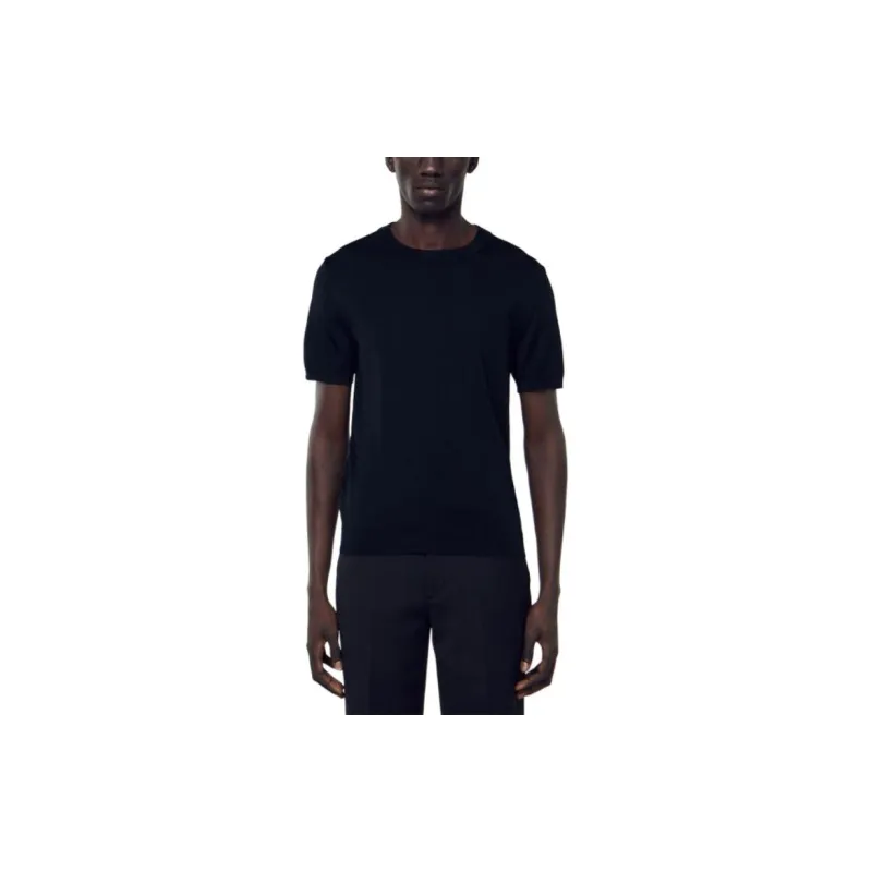 Sandro Knitted T shirt T Shirt Men's Black-4