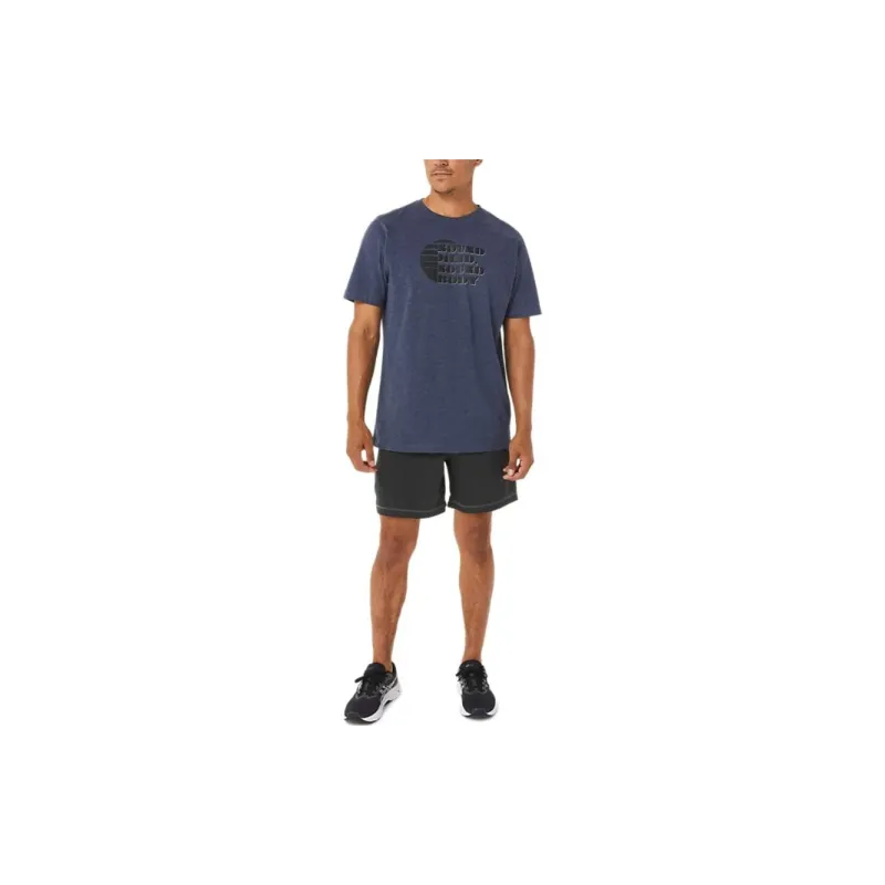 Asics Short Sleeve Rise Slogan Tee T-Shirt Men's Blue-3