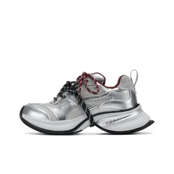GG CC Chunky Sneakers Women's Low Top Silver/Dark Gray
