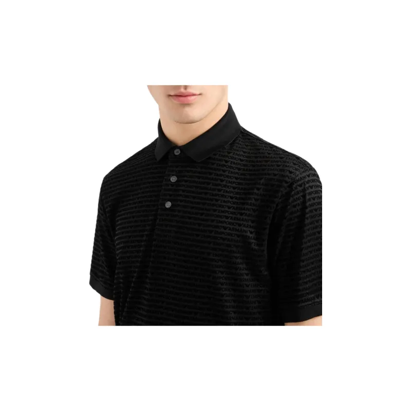 EMPORIO ARMANI Asv Lyocell blend Jersey Polo Shirt With Flocked Lettering All Over-4