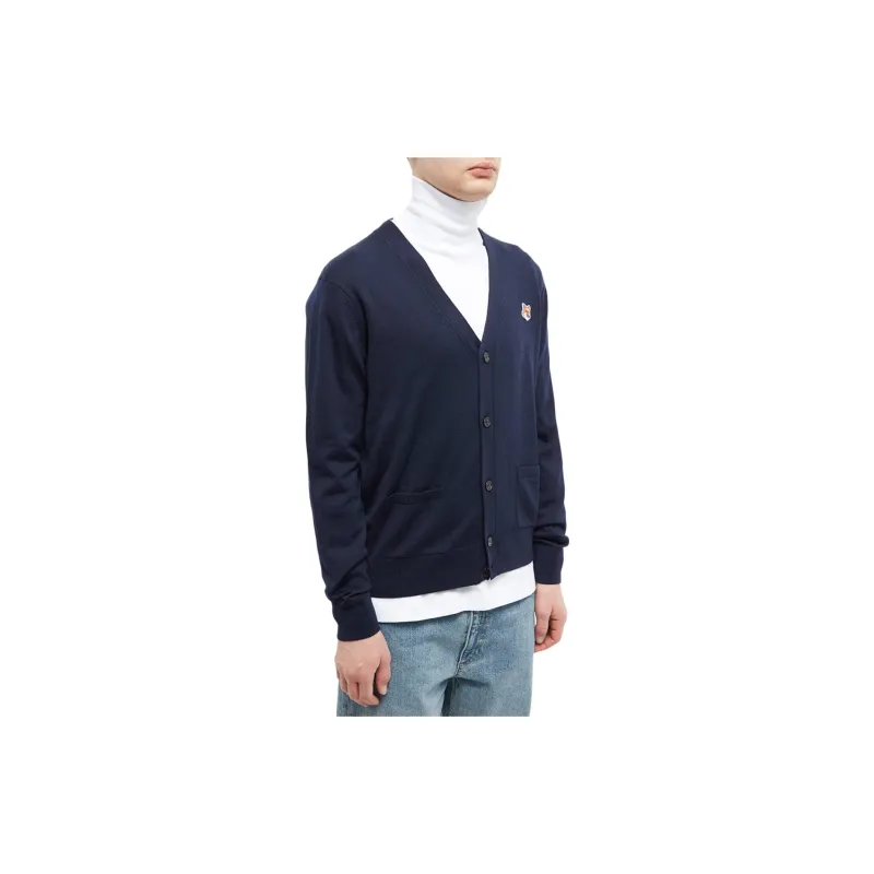 Maison Kitsune Embroidered-logo Wool Cardigan-1