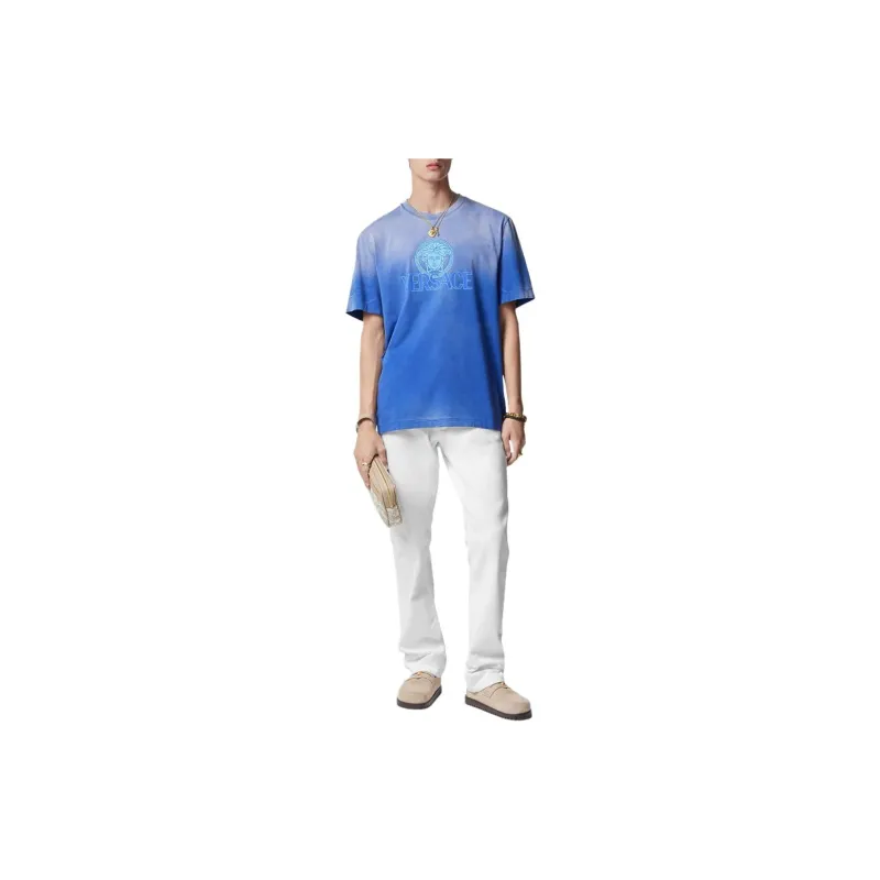 VERSACE Medusa Logo Gradient Printed Crewneck T Shirt-1