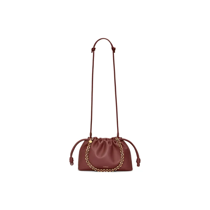 LOEWE Flamenco Soft Nappa Lambskin Handheld Crossbody Bag, Shoulder Bag Medium Size Women's Dark Brown-5