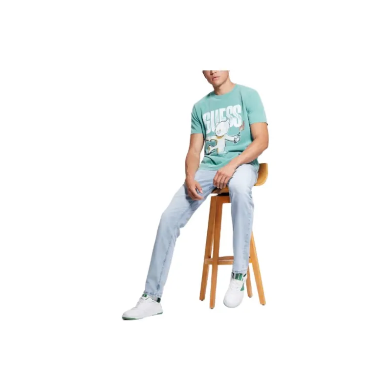 GUESS Teddy Bear Graphic Tee T-Shirt Men's Turquoise-1