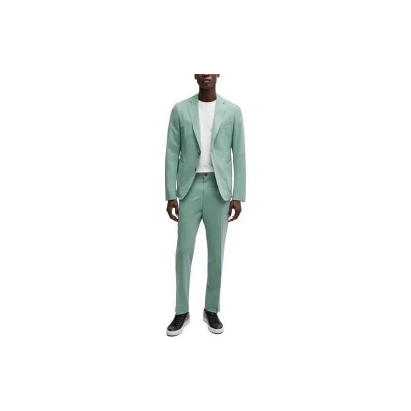 HUGO BOSS Slim Fit Trousers In A Performance Stretch Wool Blend Casual Pants Men's Green-1