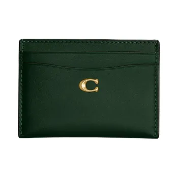 COACH Refined Calfskin Card Holder Mini Women's Hunter Green