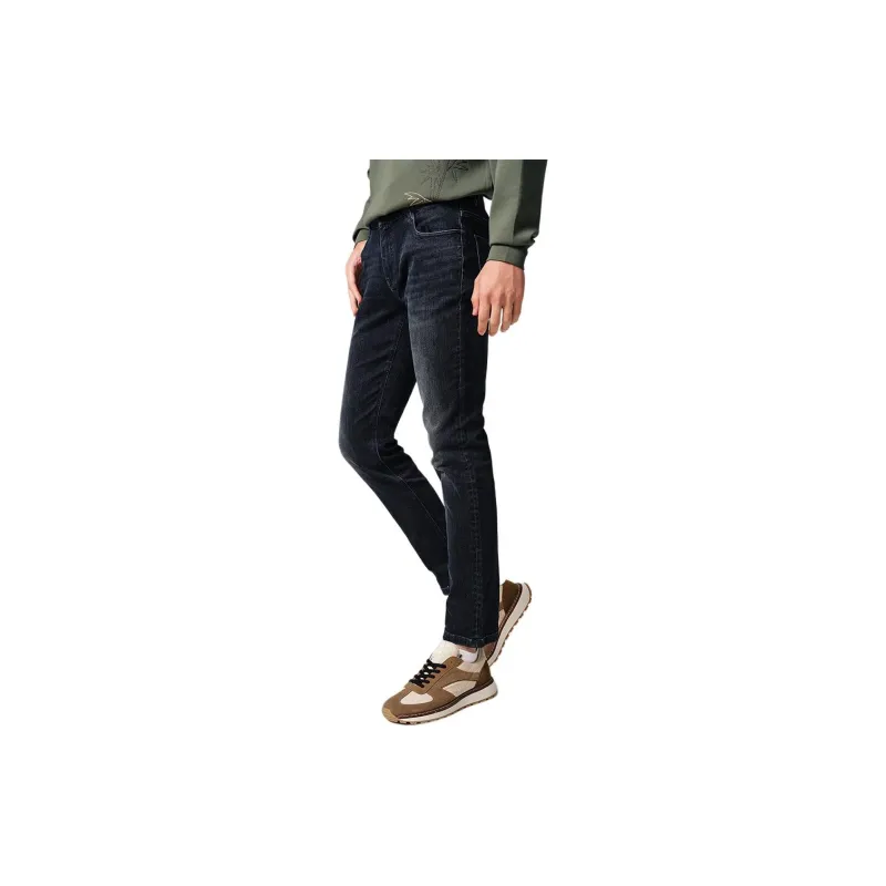 GOLDLION Spring Fall Jeans Slim Fit Men's Multi Specification Navy Blue-3