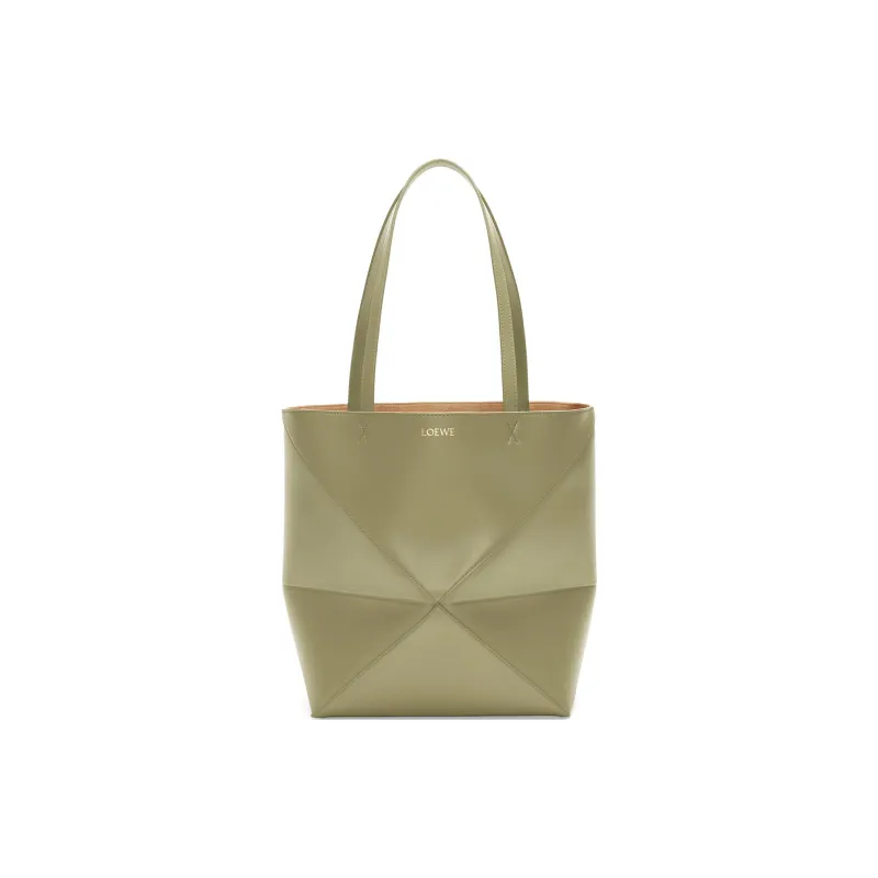 LOEWE Shiny Cow Leather Tote Bag, Shopping Bag, Handbag, Shoulder Bag Medium Size Women's Eucalyptus Green-0
