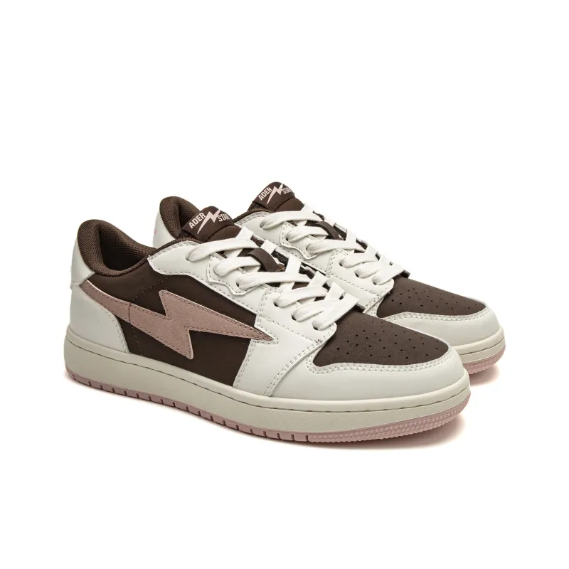 ADERSTAR Anti Slip Wear Resistant Low Top Skateboard Shoes Unisex Brown Pink-1