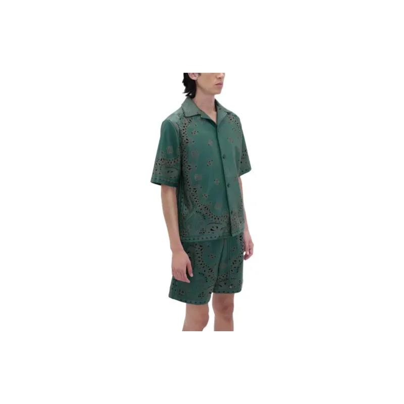 AMIRI Leather Bandana Short Sleeve Shirt-4