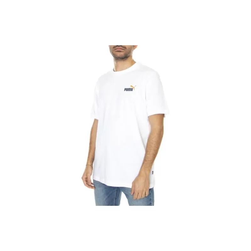 PUMA ESS+ 2 COL SMALL LOGO TEE T-Shirt Men's White-4