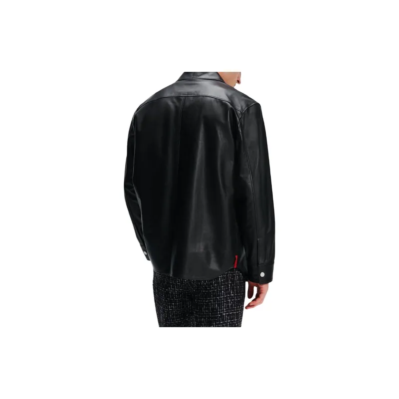 Karl Lagerfeld Leather Pocket Button up Shirt-2