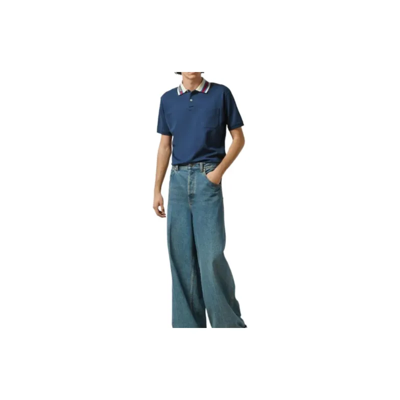 GUCCI 2024 Early Spring Collection T Shirt Men's Blue-5