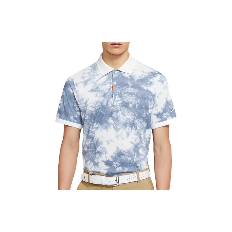 Nike Polo Shirts Men White Blue-2