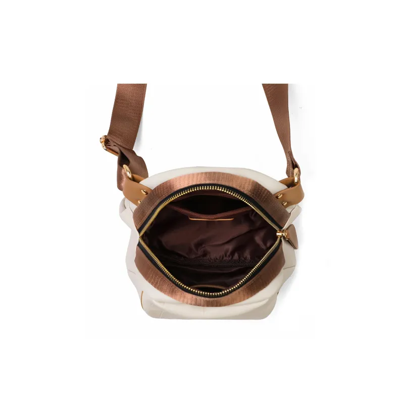 MILLIE'S Cow Leather With Synthetic Leather Shoulder Bag, Crossbody Bag, Dome Bag Regular Women's Ecru-4