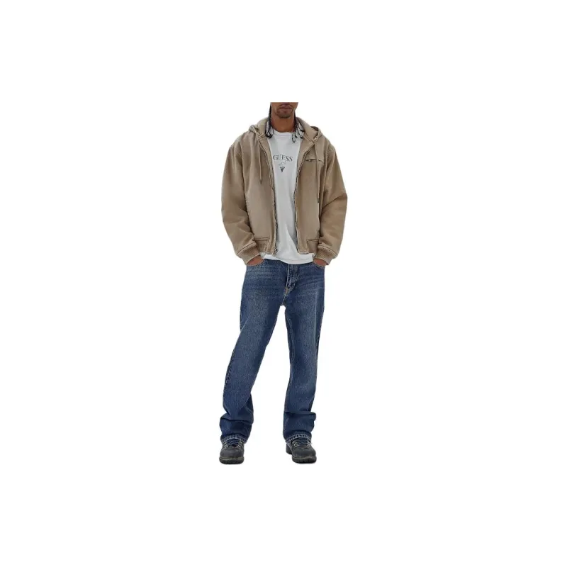 GUESS Originals Canvas Worker Hoodie Jackets Coats Men's Khaki-2