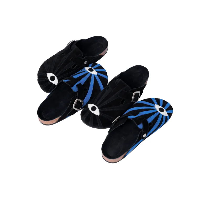 SYMBOLS OF LIGHT Cork Sole Slip Resistant Closed Toe Slippers Unisex Blue-4