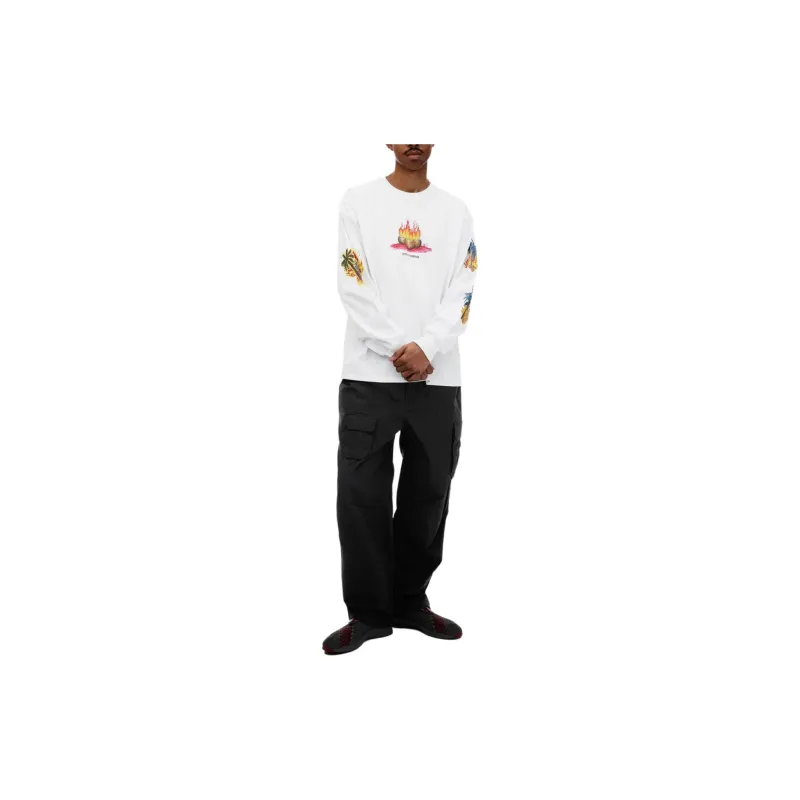Thisisneverthat SS24 Burning Palm Tree L/S Tee T Shirt Unisex White-2