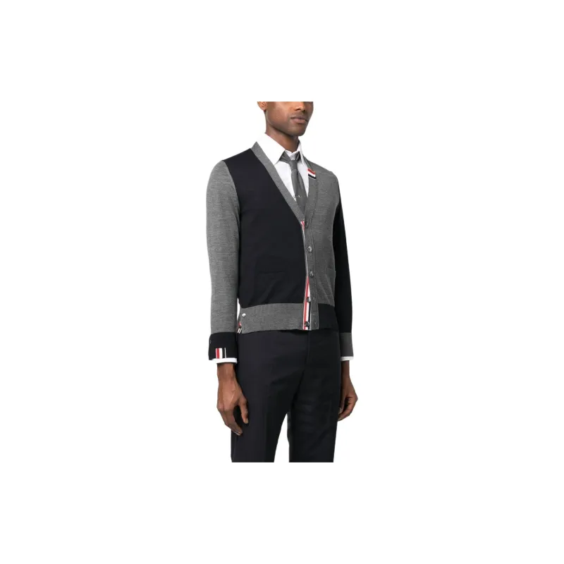 THOM BROWNE Panelled Button Up Cardigan-1