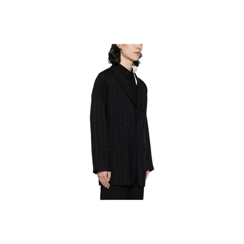 Yohji Yamamoto Pour Homme Pinstriped Single-Breasted Tailored Blazer-3