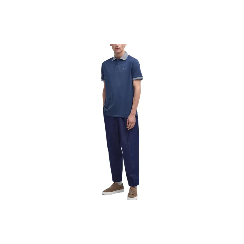 BARBOUR SS24 Polo Shirt Men's Dark Denim Color-1