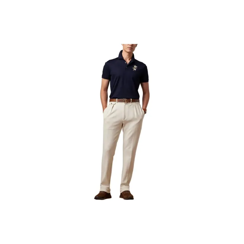 Ralph Lauren Purple Label Custom Slim Fit Polo Bear Polo Shirt Polo Shirt Men's Marine Blue-1